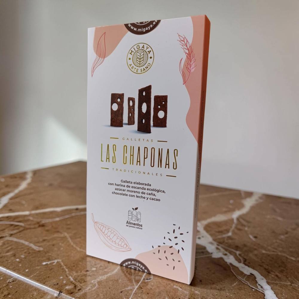 Comprar Chaponas Migaya - galletas de espelta y chocolate con forma de escultura gijonesa