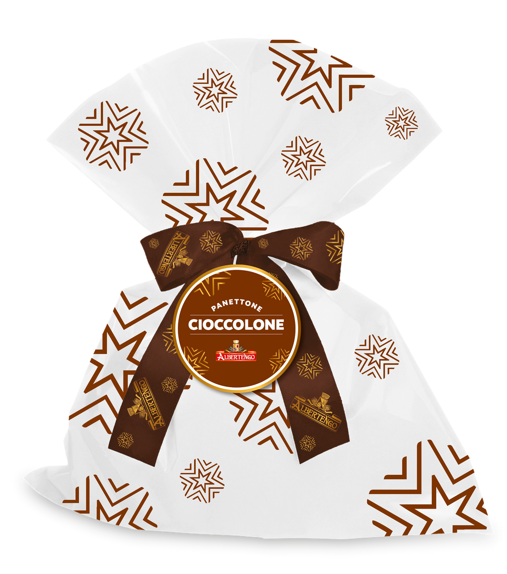 Panettone Cioccolone Albertengo 750 g - panettone con gotas de chocolate negro, glaseado y almendras