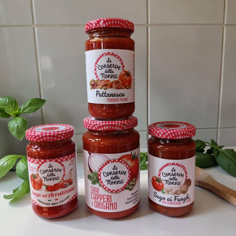 Comprar salsas de tomate della Nonna - arrabiata, puttanesca, setas, alcaparras, artesanas italianas